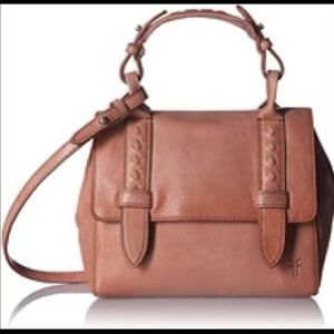 Frye Reed Satchel with flap in Dusty Pink leather